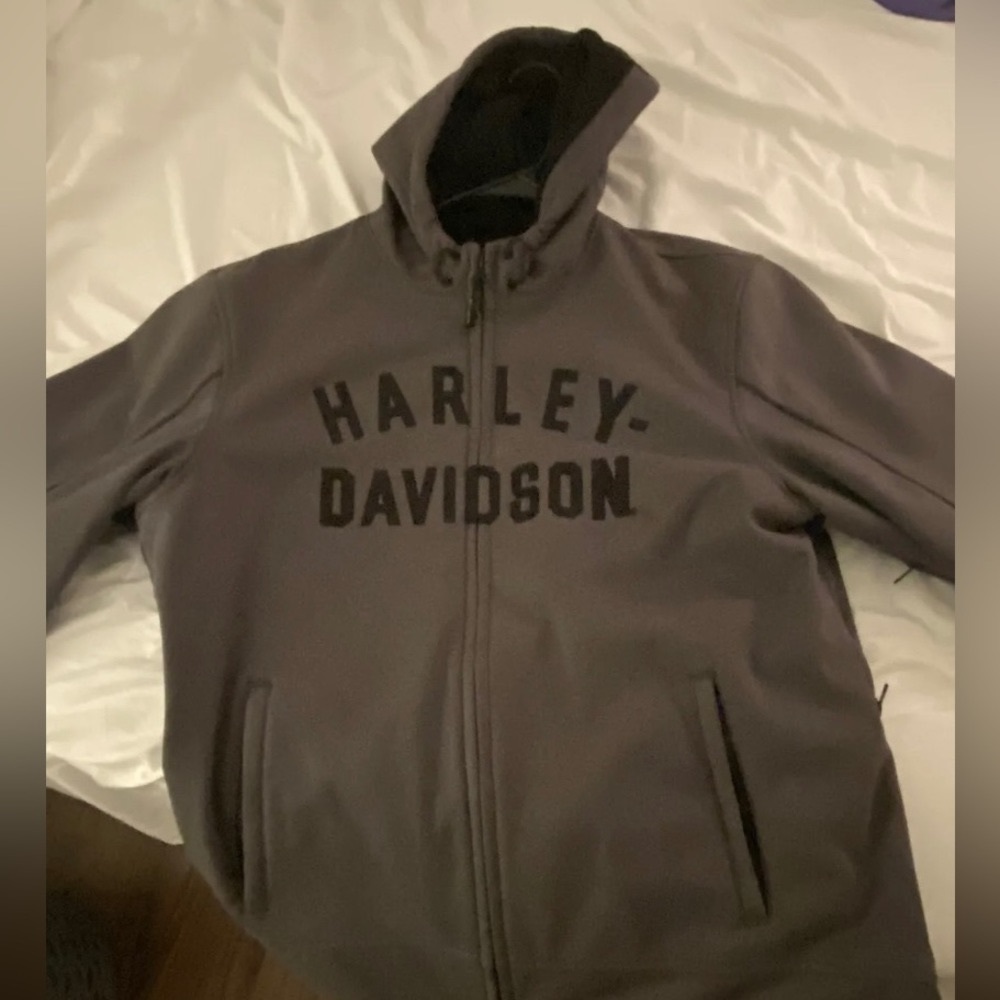 Xl Harley Davidson heavy duty water proof zip up winter jacket with hood